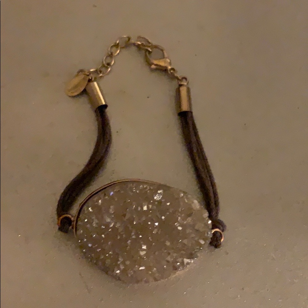 Bracelet druzy crystal stone adjustable gold